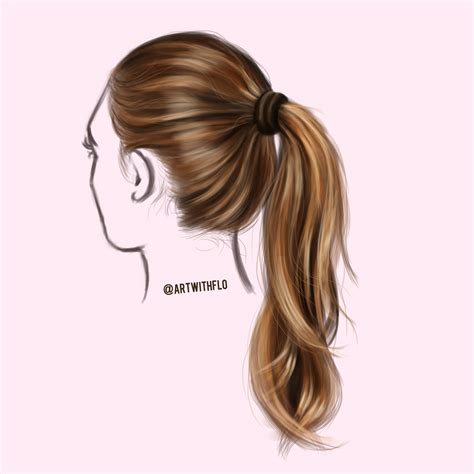 realistic ponytail drawing.